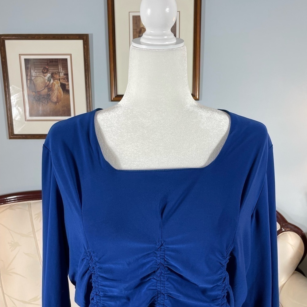 Escalade Blue Ruched Top - Picture 5 of 15